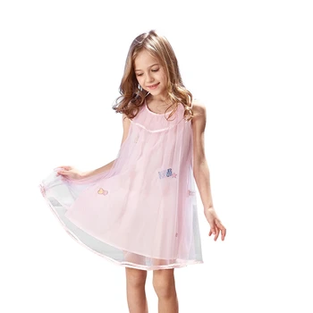 

New Cute Summer Baby Girls Cartoon Pattern Sleeveless Casual Mesh Dress Kids Toddler Sundress