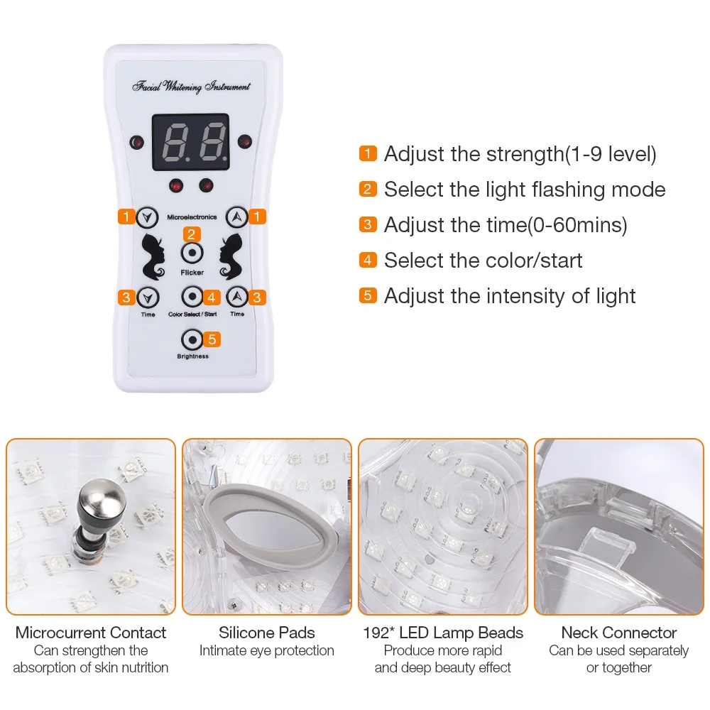  7 Colors Light LED Facial Mask With Neck Skin Rejuvenation Face Care Treatment Beauty Anti Acne The - 32827003451