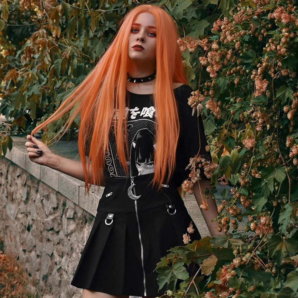 Футболка Для женщин готика свободные уличная Harajuku с буквенным принтом O образный