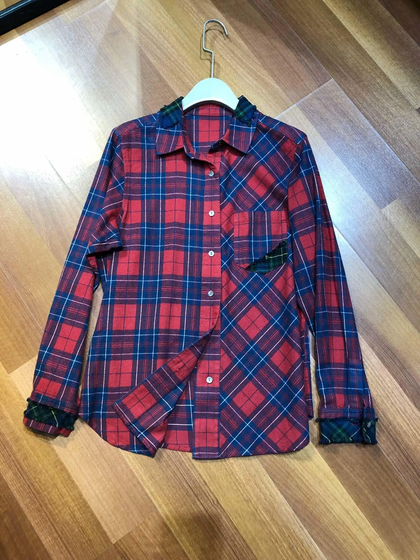 Новая женская модная сексуальная рубашка в клетку с длинными рукавами 0812