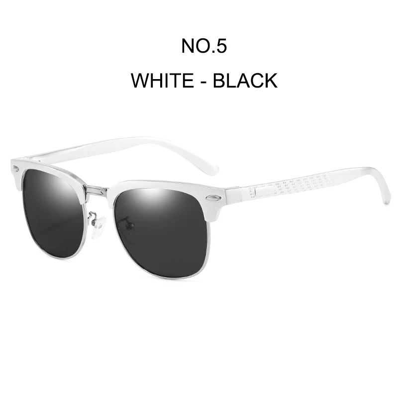 WHITE-BLACK Мужские поляризованные солнцезащитные очки SIMPRECT из алюминиево-магниевого сплава, квадратные солнцезащитные очки в стиле ретро, мужские солнцезащитные очки с антибликовым покрытием UV400 - Цвет линз: WHITE-BLACK