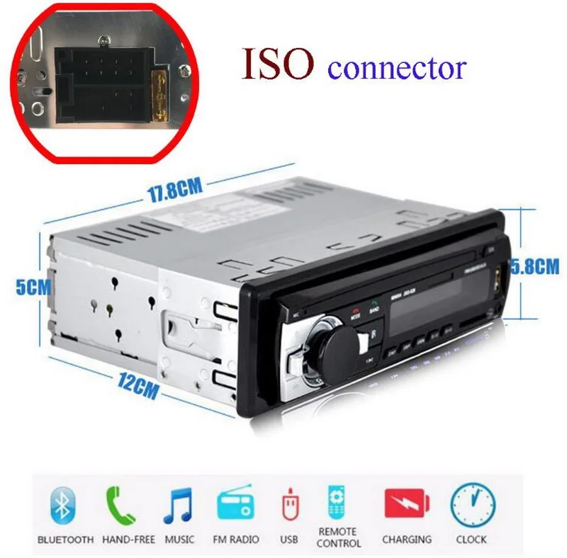 В тире 12 В 1 din Авто Радио bluetooth MP3 плеер автомобиля аудио стерео FM USB AUX In SD MMC Порты и разъёмы дистанционного управления ISO разъем