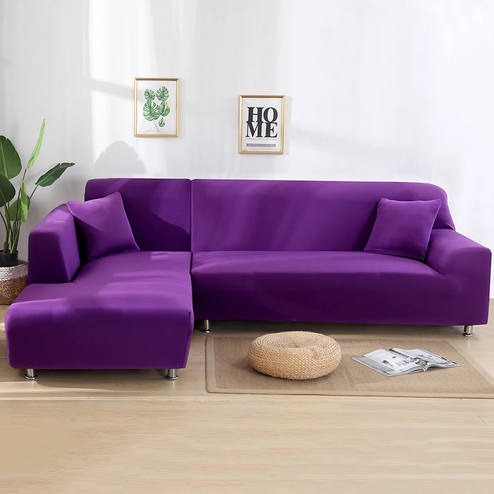 Dark purple Серый цвет плотная накидка для дивана эластичная требуется заказать 2 шт. чехол для дивана если L-style секционный Угловой протектор дивана - Цвет: Dark purple