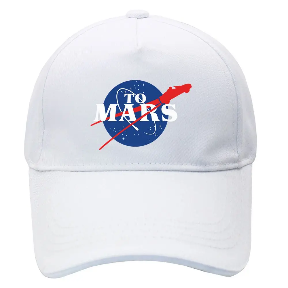 StarmanX Кепка бейсбольная Мужская SpaceX Кепка Snapback Elon Musk Space его Путешествие на Марс Starman автомобили Кепка Хип Хоп Кепка с регулировкой размера шапки - Цвет: Белый