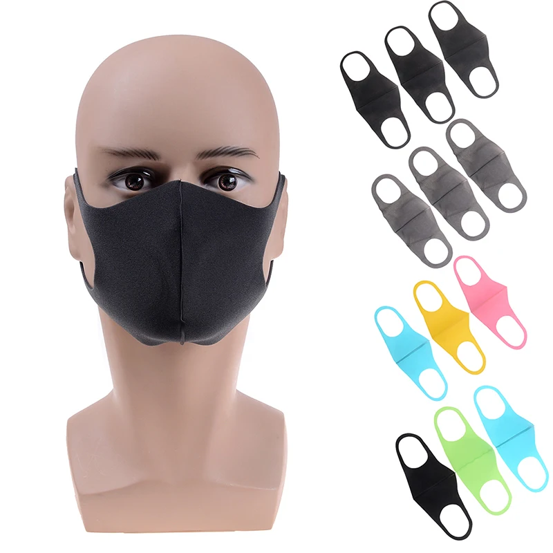 1/3 шт черная маска для рта Kpop, дышащая, унисекс, губчатая маска для лица, многоразовая, против загрязнения лица, защита от ветра, рот, покрытие