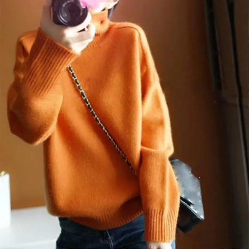 Женский свитер осень зима кашемировый вязаный женский свитер и пуловер женский джемпер оранжевый женский пуловер