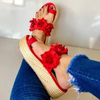 

Woman Platform Slippers Flower Slippers Casual Beach Flip Flops Sandals Women Sandals Summer Sexy High Heel Slippers 2020 Shoe