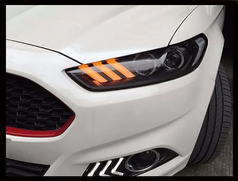 Автомобильный Стайлинг для Fo rd Fusion фары 2013- Mon deo DRL Mustang Дизайн Hid динамический сигнал биксенон светодиодный луч ангельские глазки