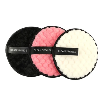 

3pcs Easy Clean Portable Double Side Skin Care Reusable Pads Fiber Makeup Remover Puff Facial Soft Hanging Round Face Washing
