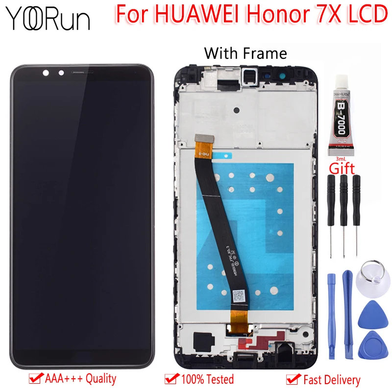 

5.93" For Huawei Honor 7X BND-L21 L22 L24 LCD Display Touch Screen Digitizer Assembly Frame With Free Tools For Honor 7X LCD