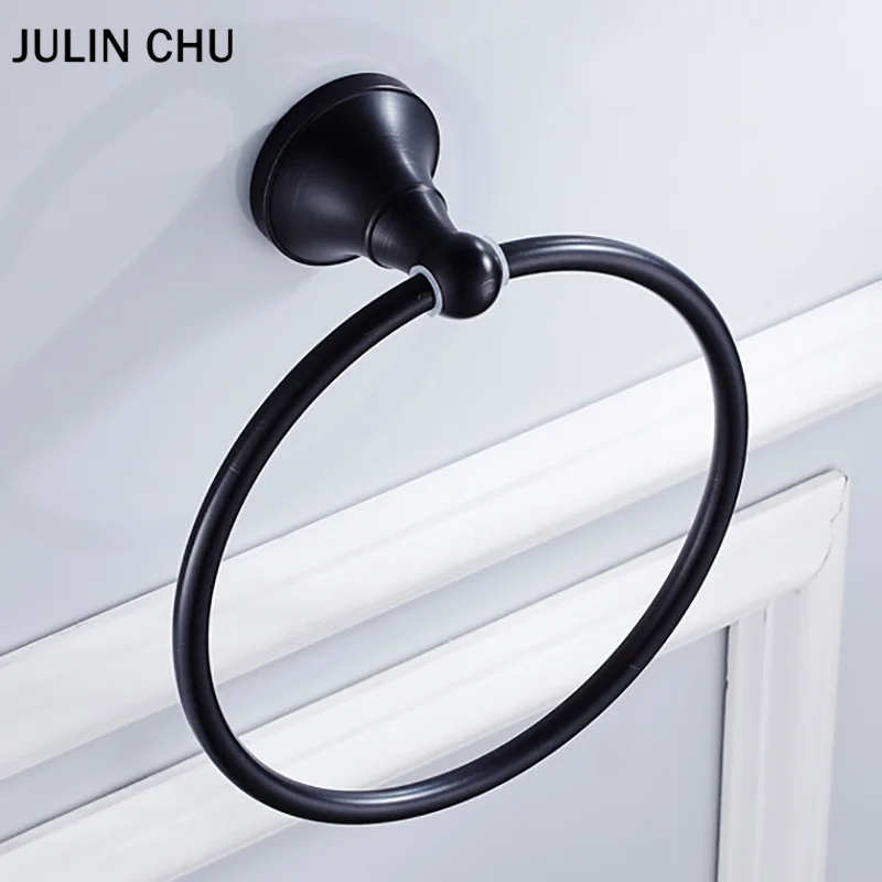 Black Towel Ring Antique Bronze Bathroom Towel Holder Brass Chrome White Hand Towels Round Rack