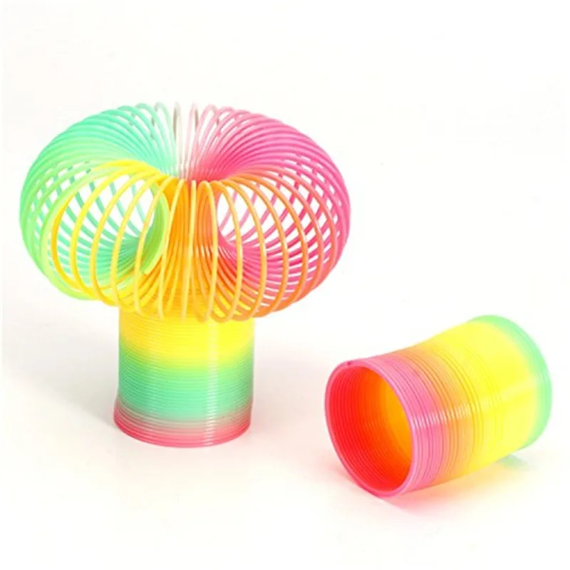 

Rainbow Ring Toy Colorful Jenga Children Coil Magic Hula Hoop Elastic Force Circle Plastic Elastic Force Circle