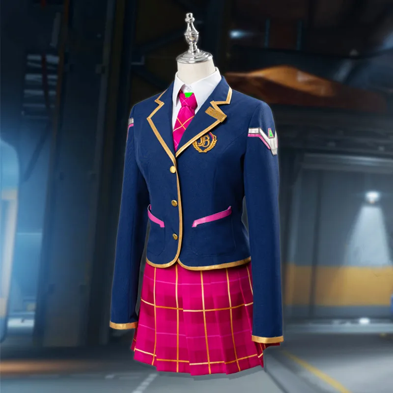 Игра OW D. VA костюм для косплея Academy DVA маскарадные костюмы Hana Song девушка школьная форма женская одежда рубашка куртка юбка
