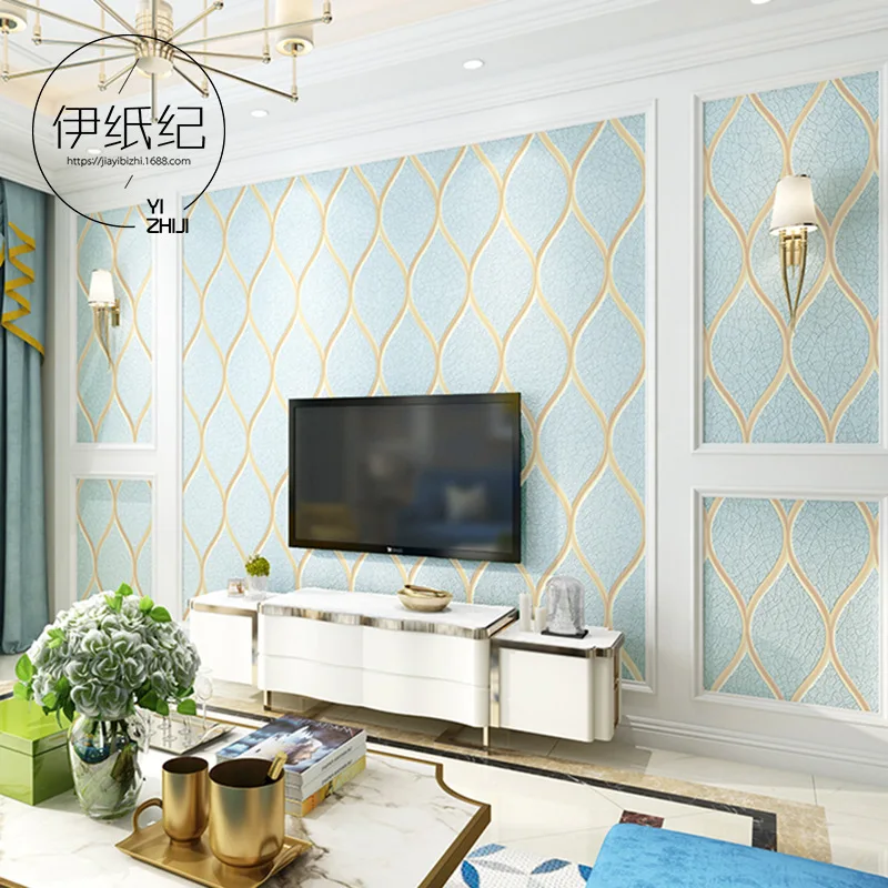 

Minimalist Modern TV Backdrop Wallpaper 3D Suede Non-woven Wallpaper Bedroom Living Room Film And Television Wallpaper