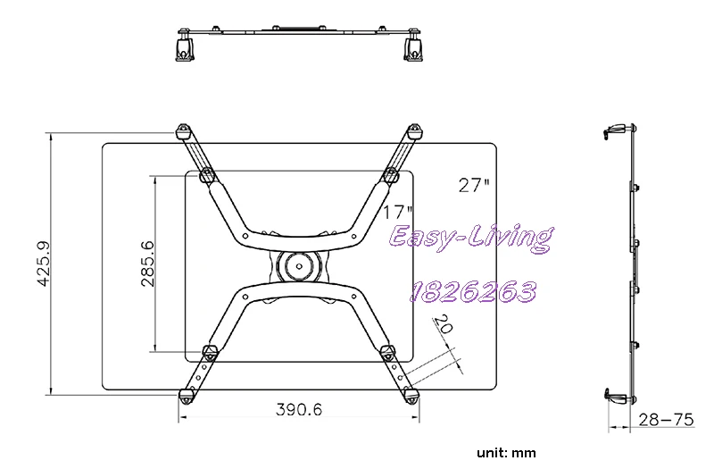 NB F80+ FP-1 удлинитель для без отверстия VESA 17-2" светодиодный держатель для монитора, газовая пружина, полная распорка газа, Flexi Mount Load2-6.5kgs