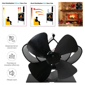 

Heat Powered Stove Top Fan Log Burner Fireplace 5 Blades Air Fuel Saving Tool