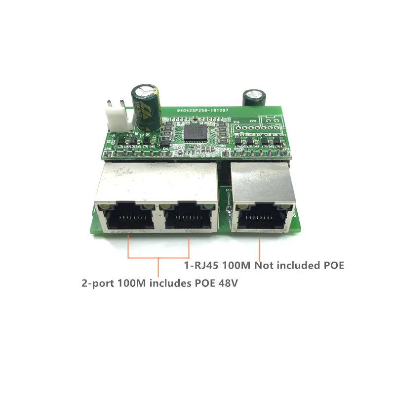 3-port with POE 48V Зарядное устройство с 3 usb-портами для Gigabit POEswitch модуль широко используется в светодиодный линии 3 порта 10/100m свяжитесь POEport мини модуль автоматического включения света PCBA материнская плата - Цвет: 3-port with POE 48V
