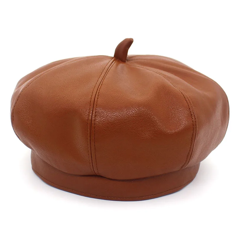 Ditpossible Винтаж pu берет женские шапки Твердые gorras touca береты