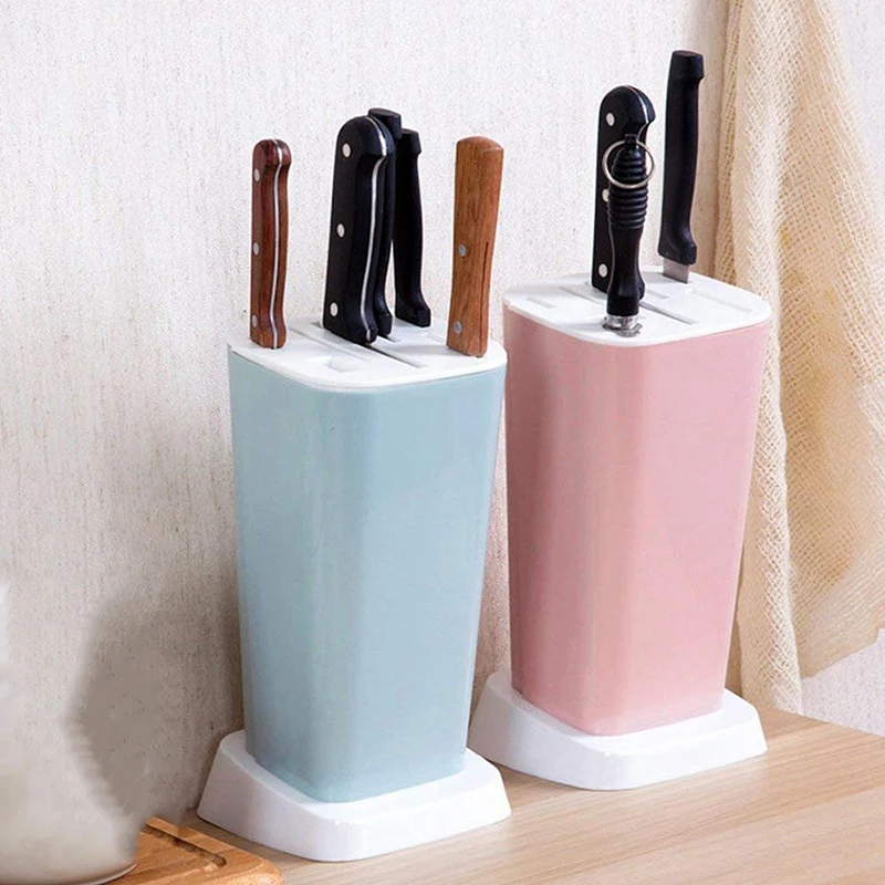 Домашняя посуда нож блок 7 различных слотов Многофункциональный пластиковый нож подставка держатель для ножей Кухонные принадлежности синий