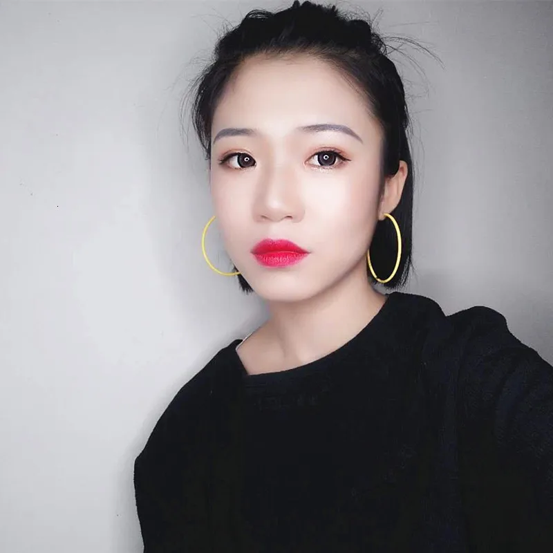 6CM Big Circle Hoop Earrings For Women Korean Yellow Green Colorful Hoop Earring Female Brincos Fashion Jewelry Gifts