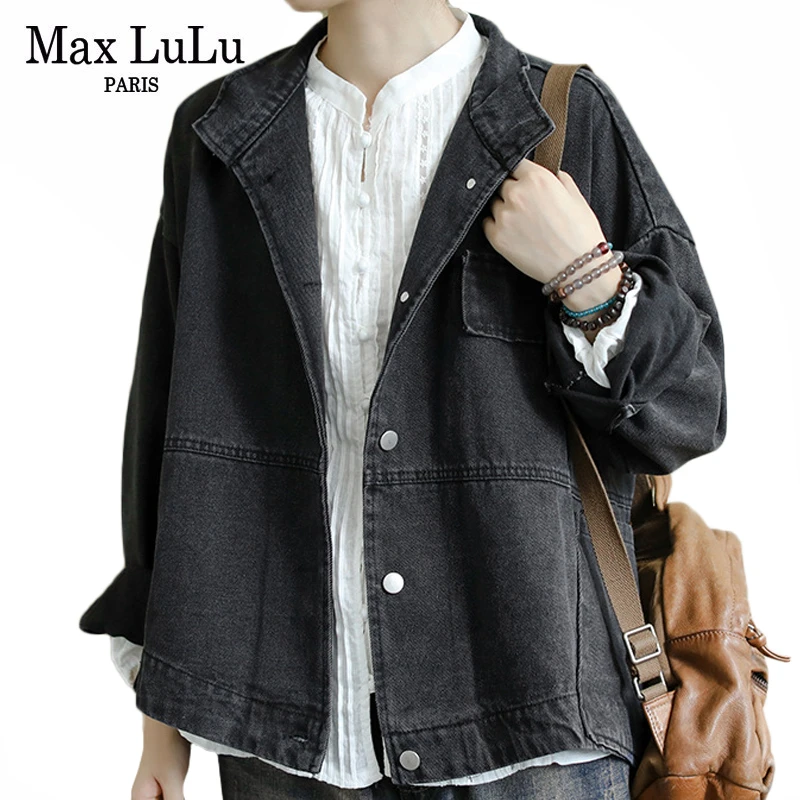 Max LuLu осенние модные корейские женские панк уличные женские джинсовые куртки больших размеров d винтажные повседневные пальто одежда больших размеров