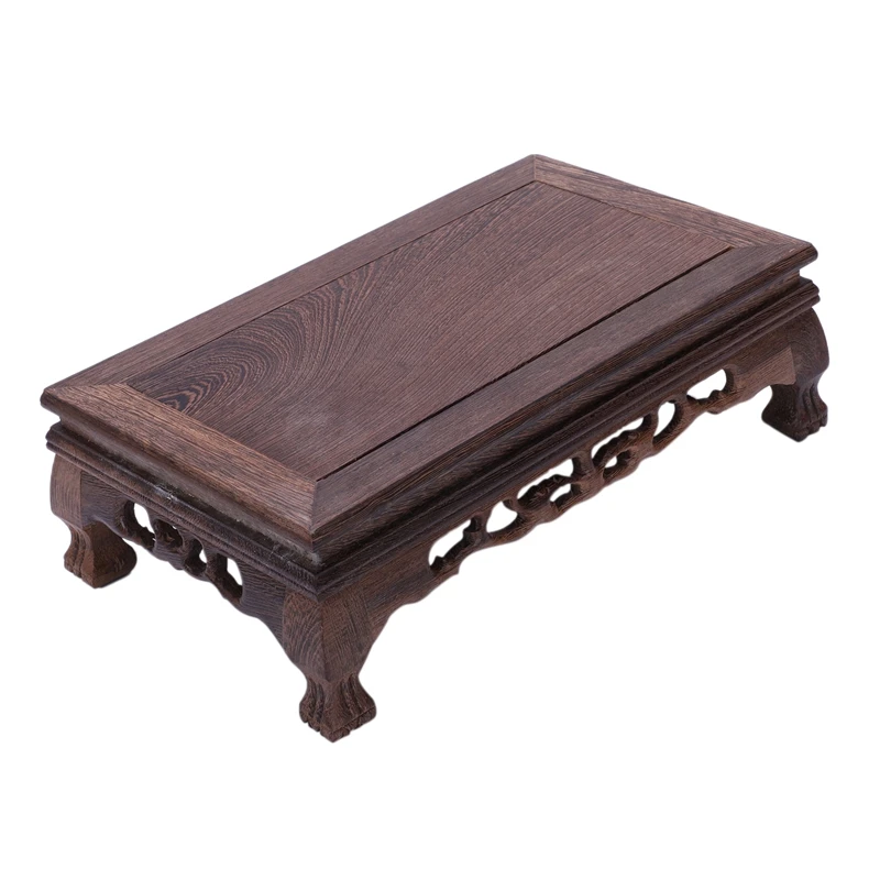 Rectangular Tiger Feet Mahogany Sculpture Buddha Statue Crafts Decoration Base Rectangular Solid Wood Stone Base