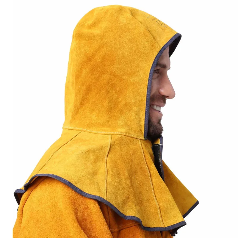 Welding Hood Hat Split Cowhide Leather Welder Safety Shawl Hat Anti Flame Stitched CE approved High Quality Welding Hoods