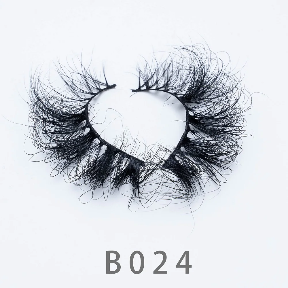 

25mm B24 5D Real Mink Strip Lashes False Eyelashes Dramatic Volume Eyelash Extension for Makeup
