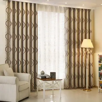 

1Pc Exquisite Striped Soft Durable Large Punch Window Curtain Drape Living Room Bedroom Modern Smooth Home Decoration