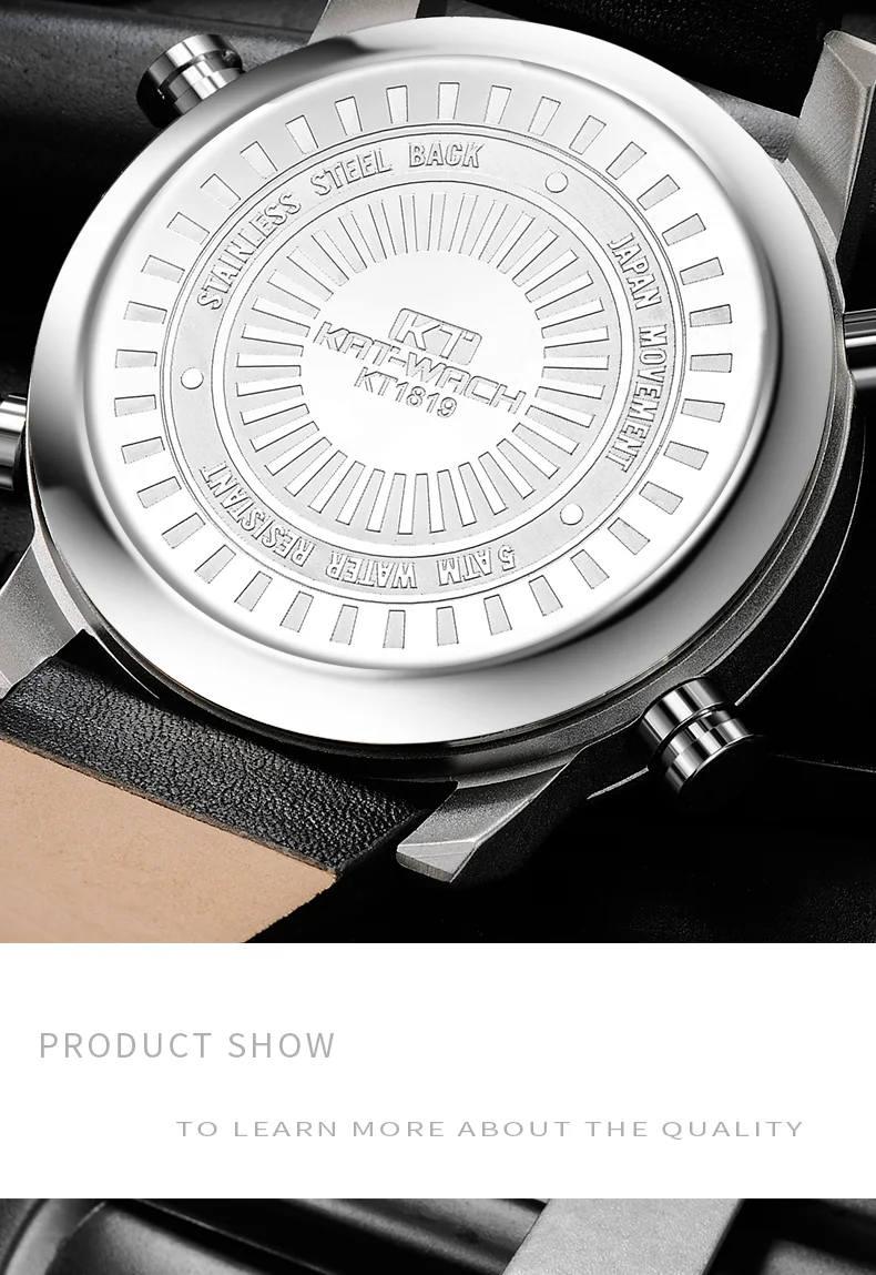 KT мужские часы, роскошные подарочные часы для мужчин, модные, кожа, Whach, Топ бренд, повседневные часы, водонепроницаемые, с хронографом, большой KT1818