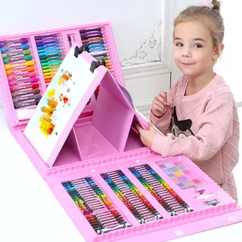 

176PCS Kid Draw Set Colored Pencil Crayon Watercolors Pens Drawing Set Toy Drawing Art Marker Pens School Supplies Children Gift