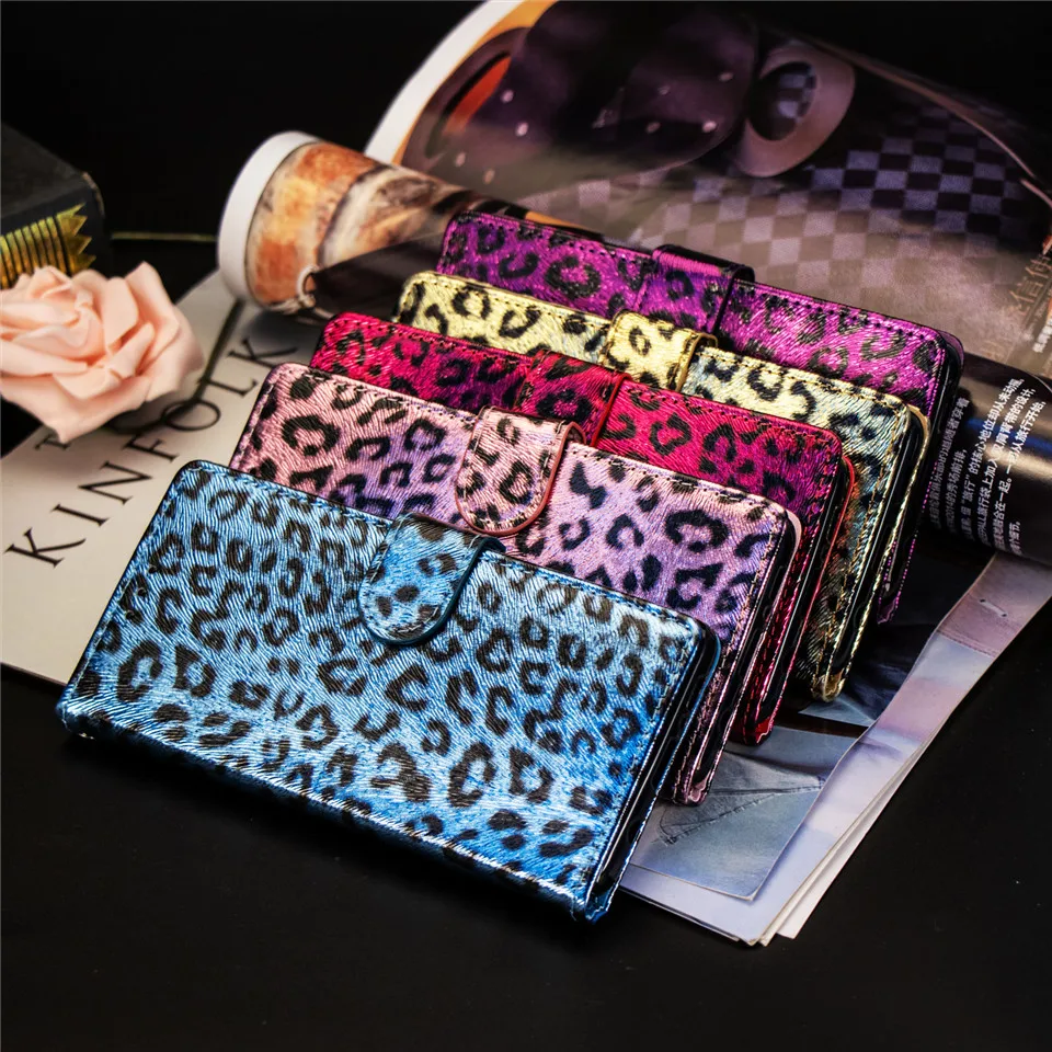 Роскошный кожаный бумажник с леопардовым принтом откидная крышка чехол для samsung