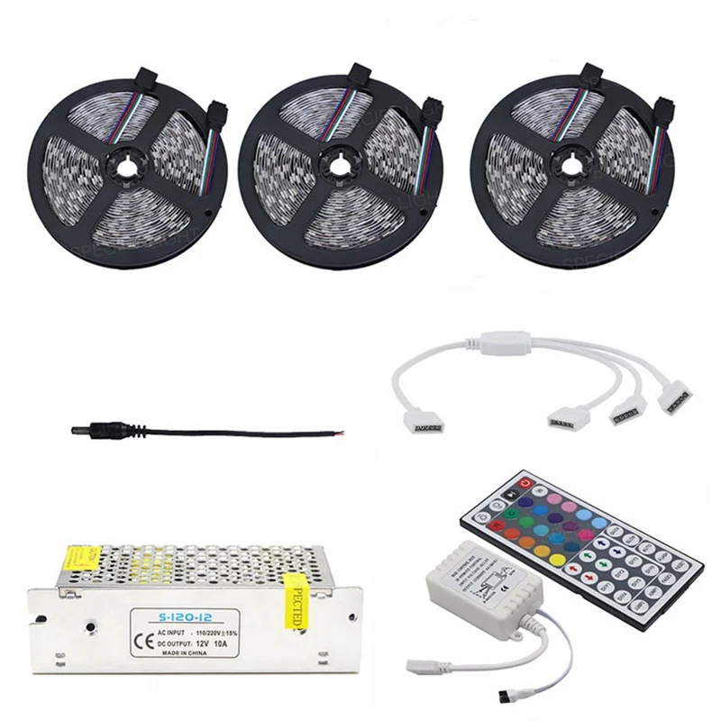 10M 15M 20M 30M Waterproof 5050 LED-Strip RGB DC 12V Flexible LED Strips 24 44 Keys Remote Controller Room TV Walls Decration (5)