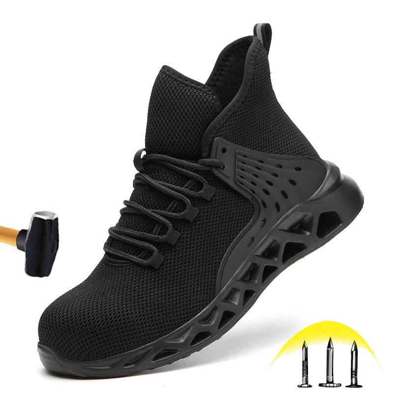 

New Fashion Work Shoes 2020 Men's Outdoor Lightweight Breathable Non-slip Safety Sneakers Steel Head Anti-smashing Safety Shoes