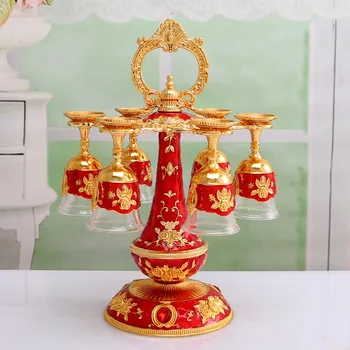 

EuropeanWhite Wine Cup Set Creative Household Metal Glass Liquor A Small Wine Glass Upside Wine Rack Wine Set High-end