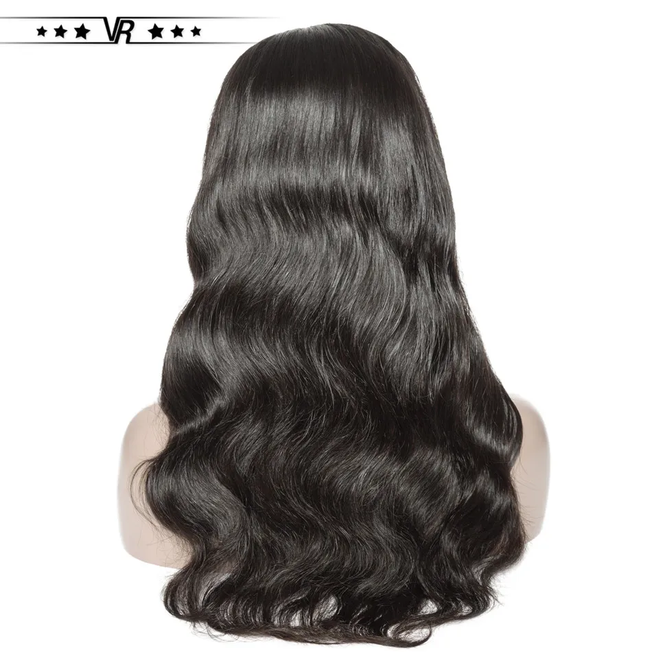 Lace Front Human Hair Wigs 130% Density Body Wave Natural Black Color Star Quality