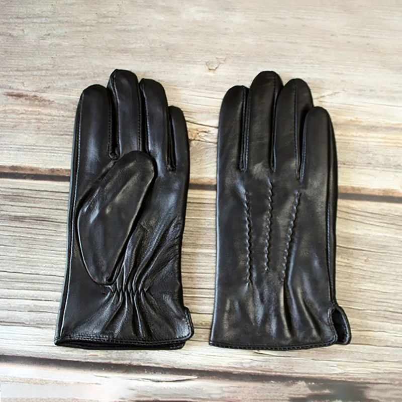 Autumn Thin Sheepskin Leather Gloves Men's Rayon Lining Spring and Summer Outdoor Bicycle Riding Car Driving Fashion Driver Fin