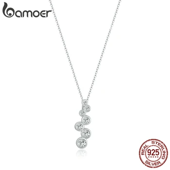 

bamoer 925 Sterling Silver Luxury Chain Sparkle Bubbles Necklace for Women Jewelry 2020 New Bijoux Girl Gifts GAN202