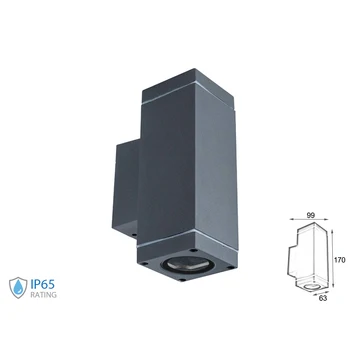 

V-TAC LD8627 GU10 lighting wall lights and wall with lamp holder double beam Up-Down IP44 carcass black SKU-8627