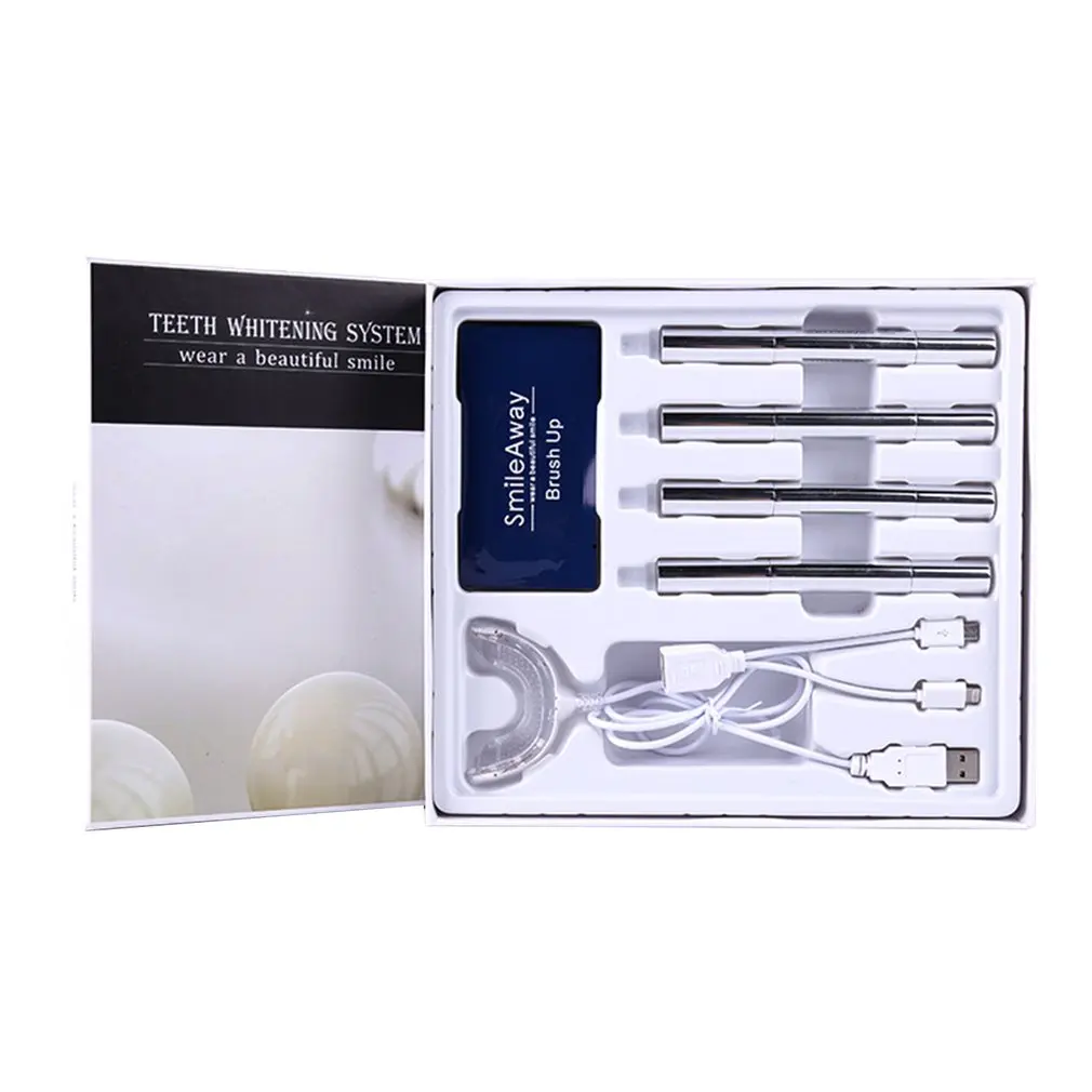 

Teeth Whitening Set Gel Rotating Pen Red Blue USB Line Light System Oral Gel Kit Tooth Dental Equipment
