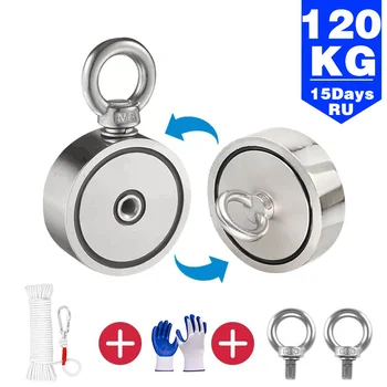 

Fishing Magnet Double Sided 400kg Super Strong Round Neodymium Magnet for Magnet Fishing Game Treasure hunting Kit with rope