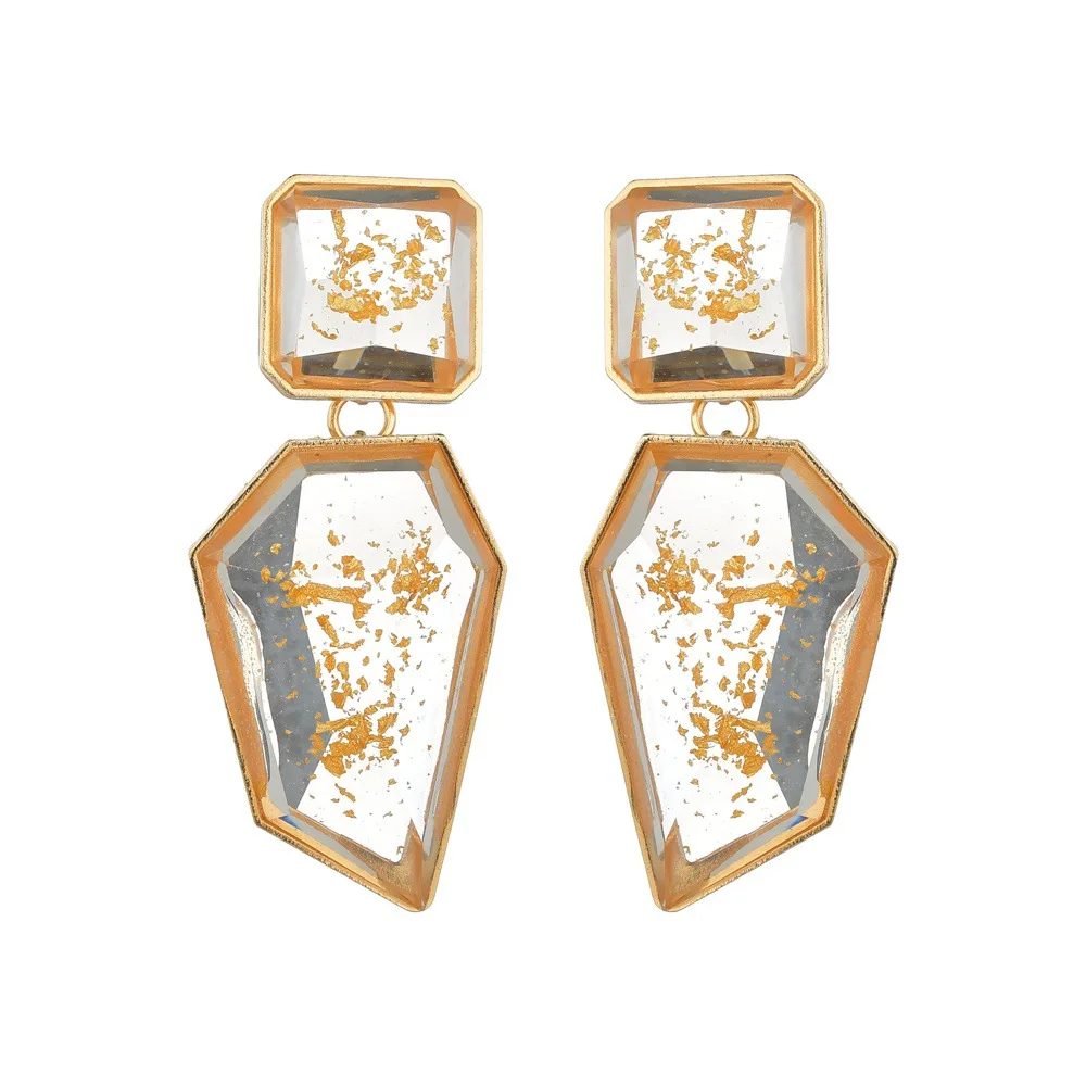 

Transparent Acrylic Dried Flower Earrings for Women Irregular Geometric Earrings Personality Exaggerated Oversize Ear Jewelry