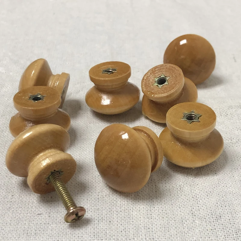 Furniture Knobs 30 Pieces 20Pieces Wooden Knobs Pulls Natural Wood Drawer Cabinet Wardrobe Handle Round Knob Kitchen DIY Furniture Hardware