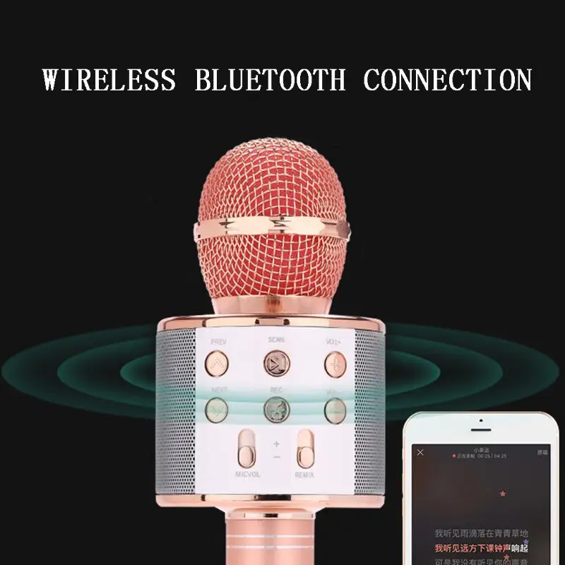 WS-858 беспроводной Bluetooth конденсаторный микрофон для караоке динамик плеер KTV музыка