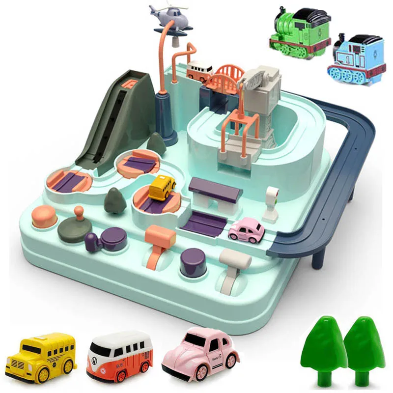 

Big Adventure Toys Railway Racing Tracks Manual Car Toys Rescue Vehicles Adventure Educational Table Games for Children