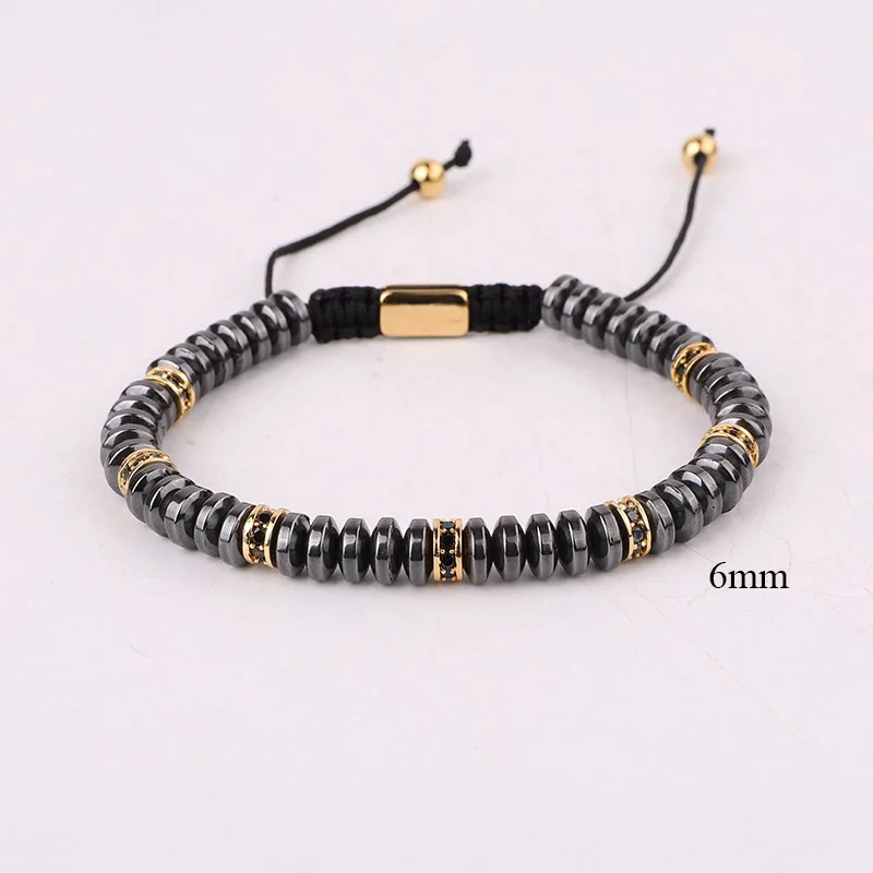 New Design Men Jewelry Hematite Beaded CZ Micro Pave Charms Handmade Macrame Friendship Bracelet Gift - Image 2