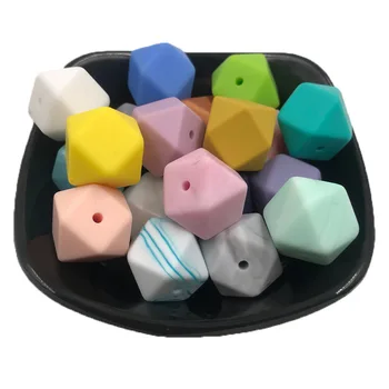 

50Pcs/lot 17mm Hexagon Silicone Beads For DIY Baby Pacifier Chain BPA Free Teething Baby Teether Baby Accessories