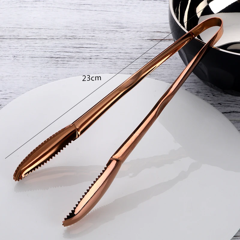 1PC Stainless Steel BBQ Food Bread Tong Barbecue Grill Rainbow Salad Baking Buffet Clamps Ice Clip Utensil Serving Kitchen Tools