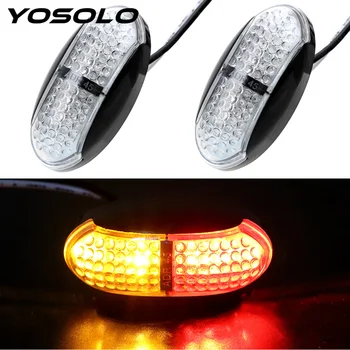 

YOSOLO 2pcs Car Side Marker Light Dark Warning For Truck Trailer Boat Red Yellow 4 LED DC 10V-30V Car-Styling Signal Light