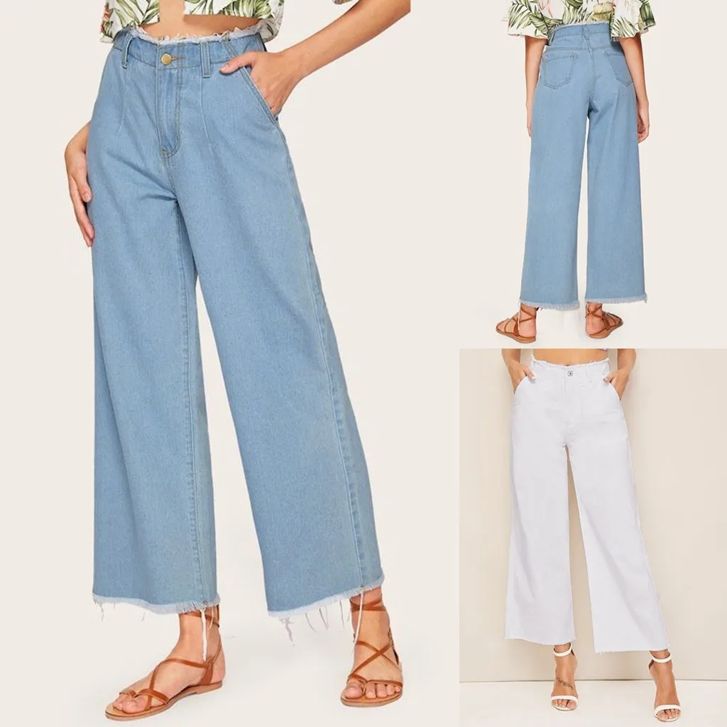 Jaycosin New Fashion Ladies Casual Wild Loose Leg High Waist Jeans Elastic Stretch Thin Female Soft Plus Size Leggins Jeans 10#4